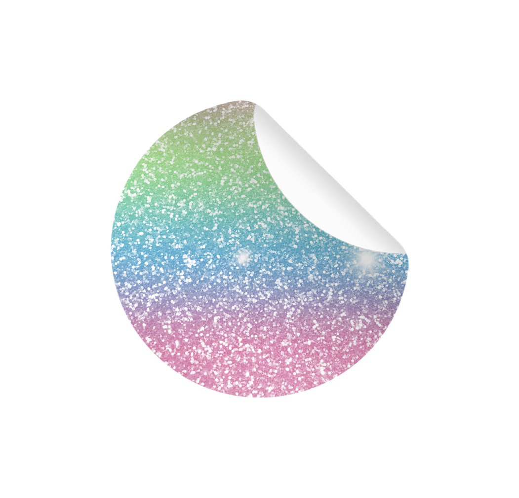 Glitter label material sample