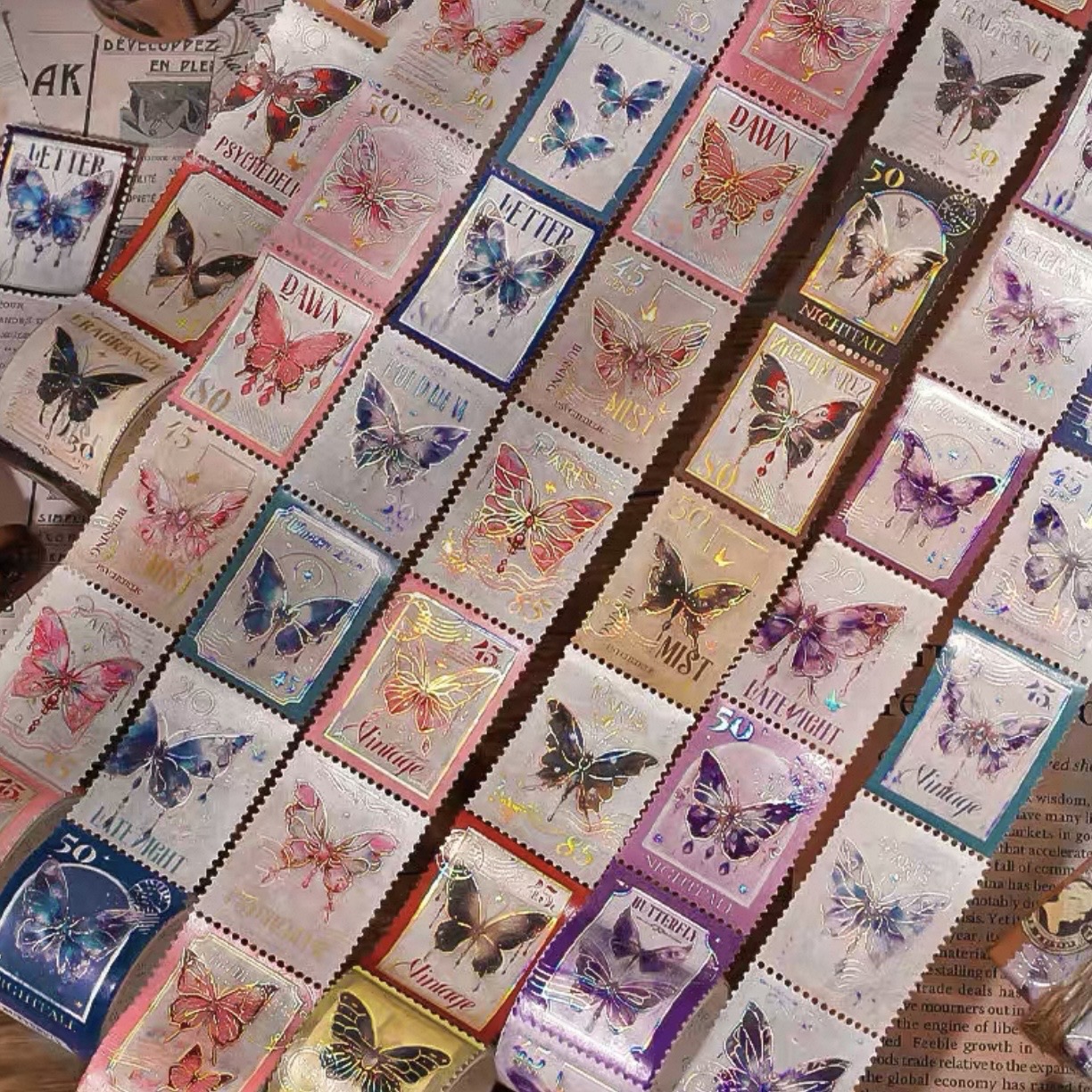 A short-run collection of colorful digitally printed butterfly stickers.